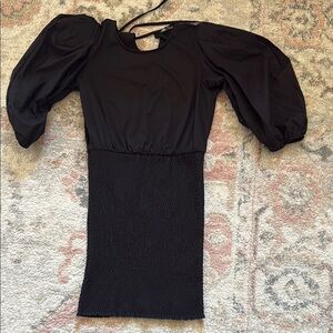 Elegant Black Puff Sleeve Dress